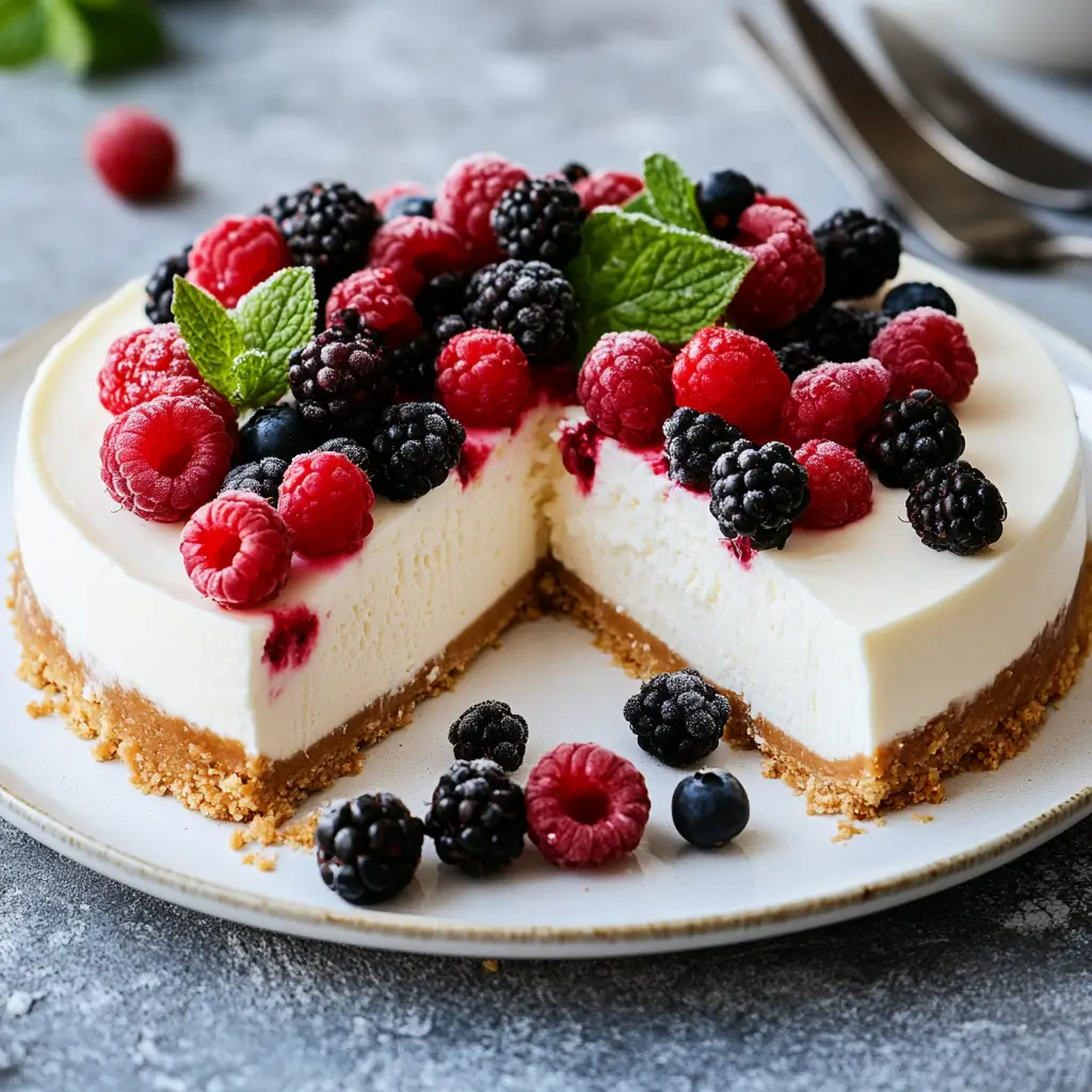 ice cream cheesecake recipe with berries